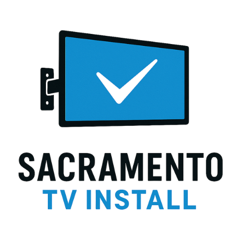 Sacramento TV Install logo with blue screen and white checkmark